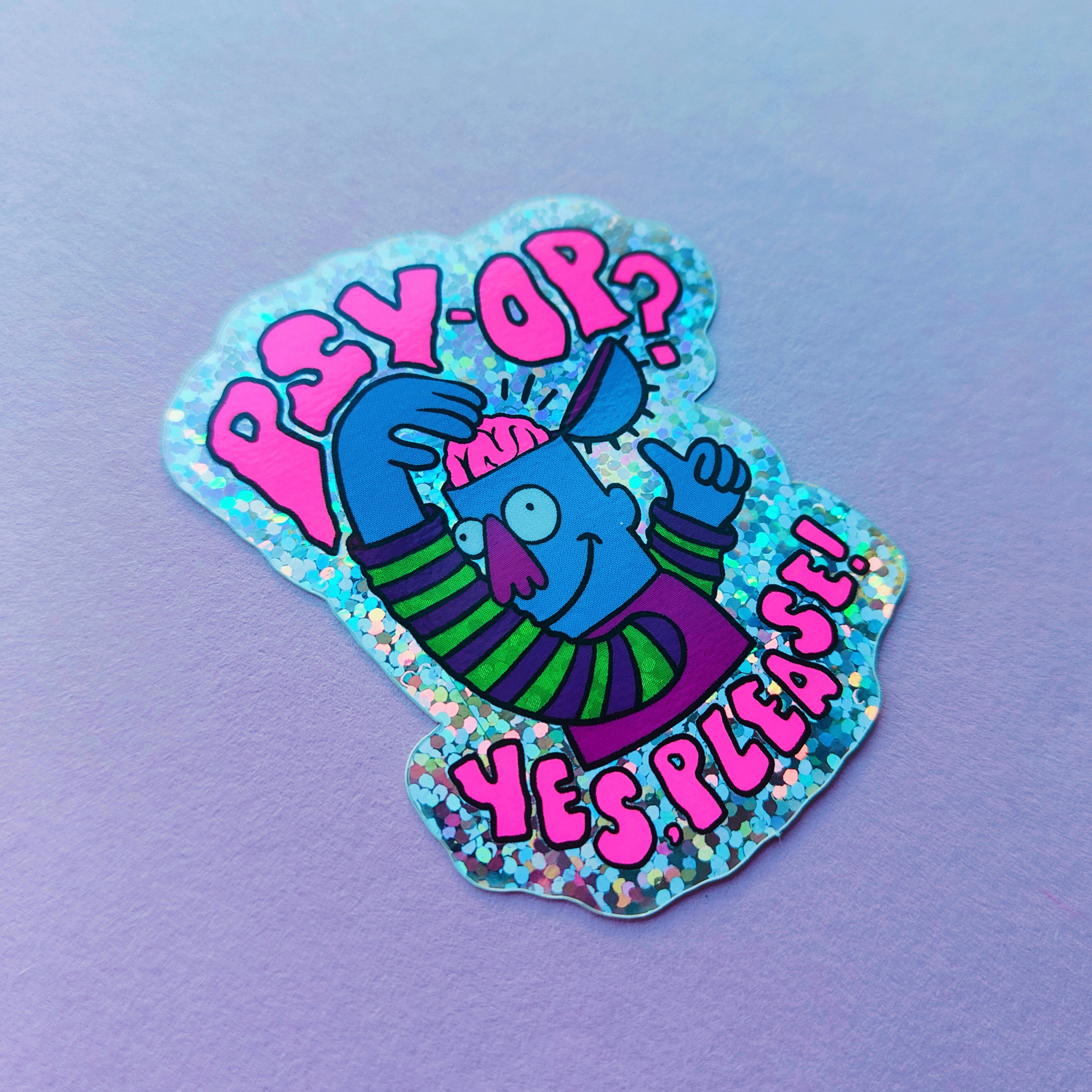 Psy-op? Yes Please! Hot Pink Glitter Sticker – Mopbox