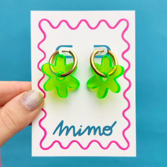 Flower Hoops - Lime Jelly - Everyday Earrings