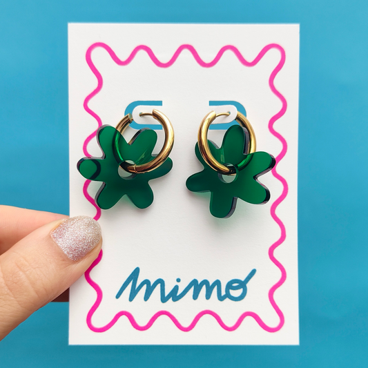 Flower Hoops - Pine Jelly - Everyday Earrings