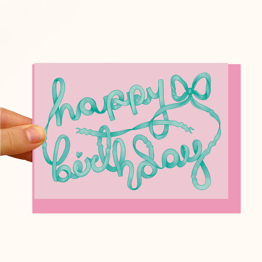 Coquette Ribbon Birthday - Pearlescent Birthday Card