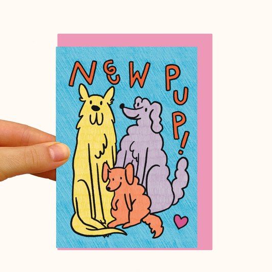 New Pup Dog Family - Pearlescent New Baby Card