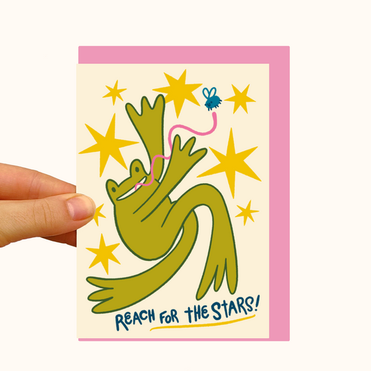 Reach For The Stars Frog- Pearlescent Friendship Art Card