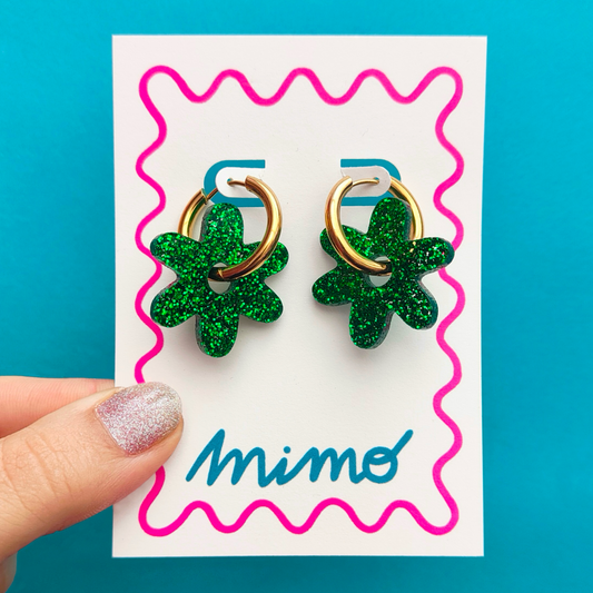 Flower Hoops - Jungle Party - Everyday Glitter Earrings