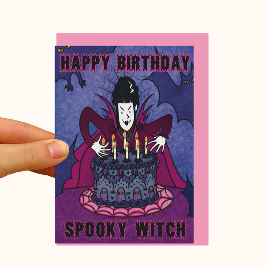 Spooky Witch Birthday Card - Pearlescent Birthday Card